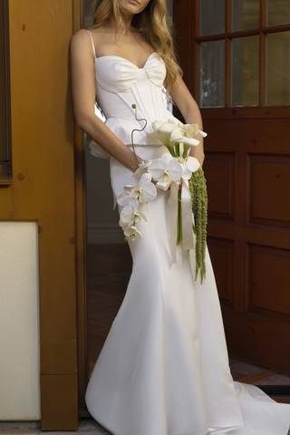 Picture of Two-Piece Satin Peplum Mermaid Dress